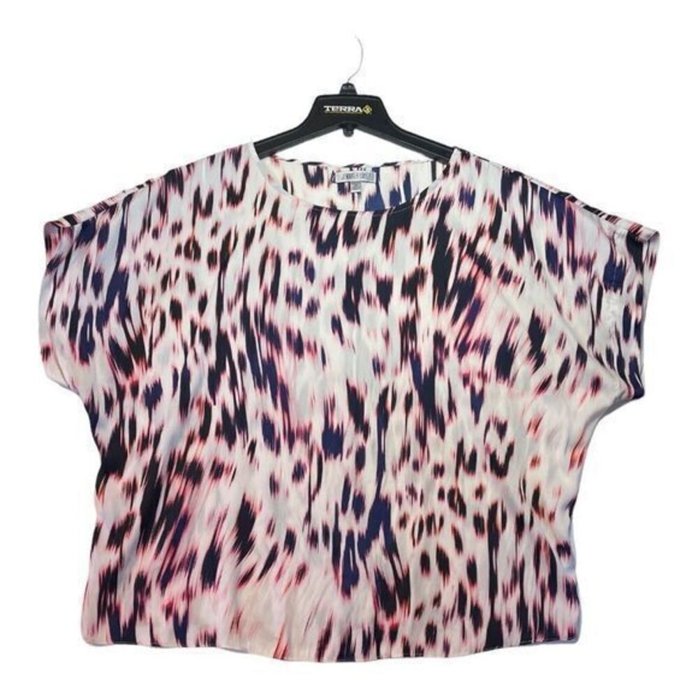 Jennifer Lopez Womens Rayon Dolman Sleeve Blouse Animal Print Size 0X